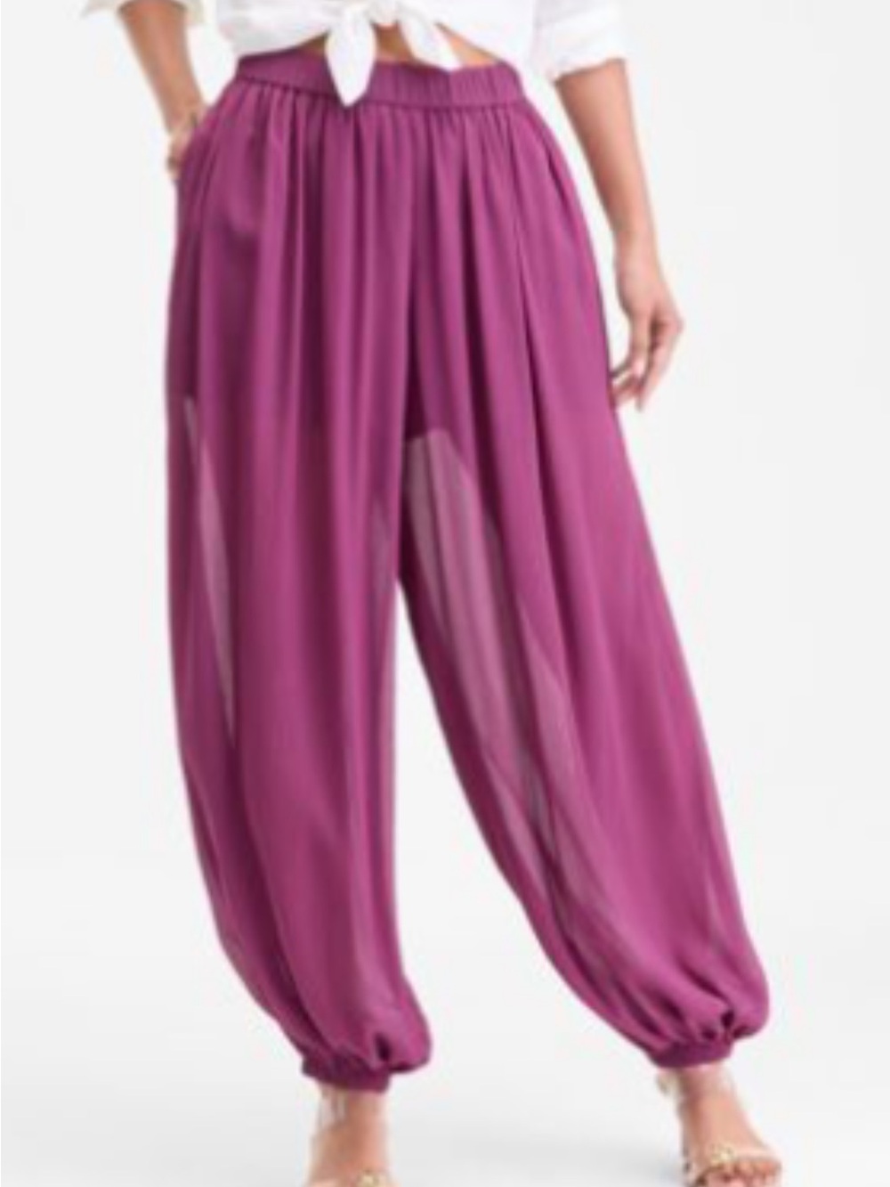 Women's Pull-On Crinkle-Chiffon Balloon Pant purple
